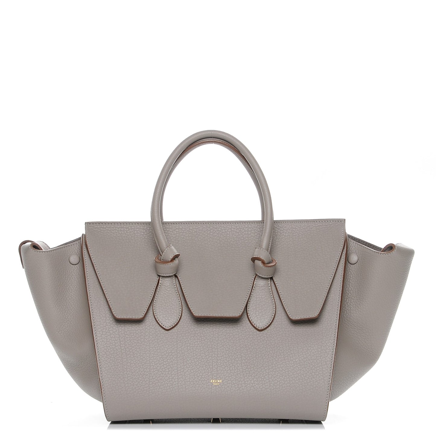 Crisped Calfskin Small Tie Knot Tote Medium Grey