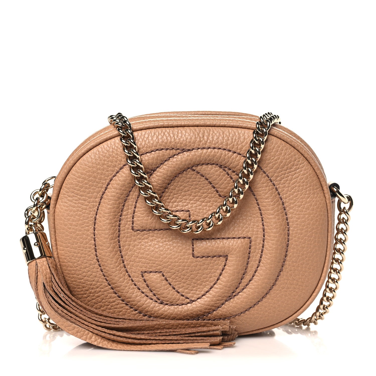 Gucci Pebbled Calfskin Mini Soho Chain Bag Camelia 1 of 9
