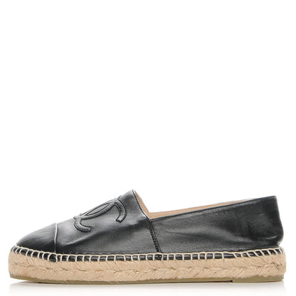 Chanel Lambskin CC Espadrilles 38 Black 1 of 6