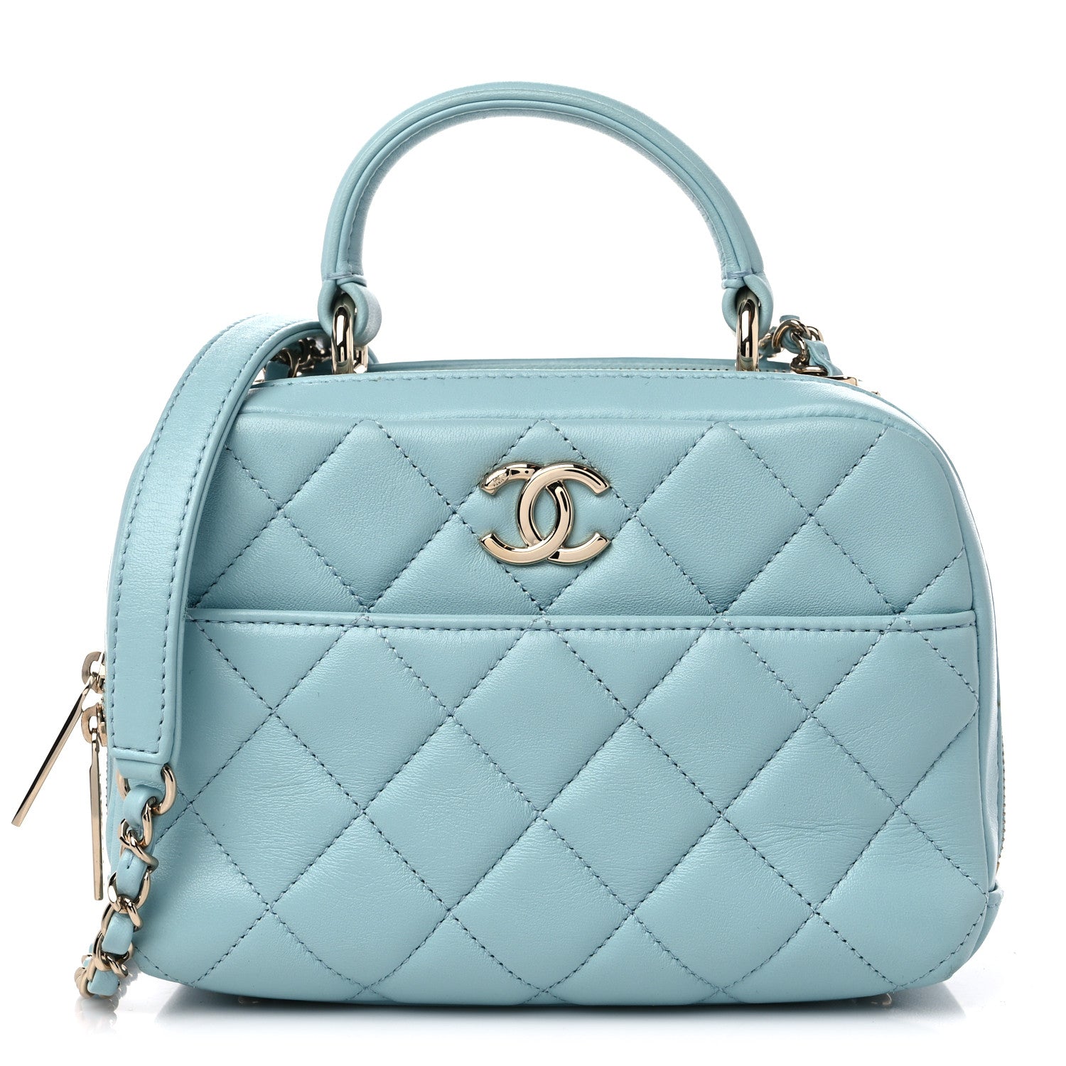 Chanel Lambskin Quilted Small Trendy CC Bowling Bag Light Blue 1 of 10