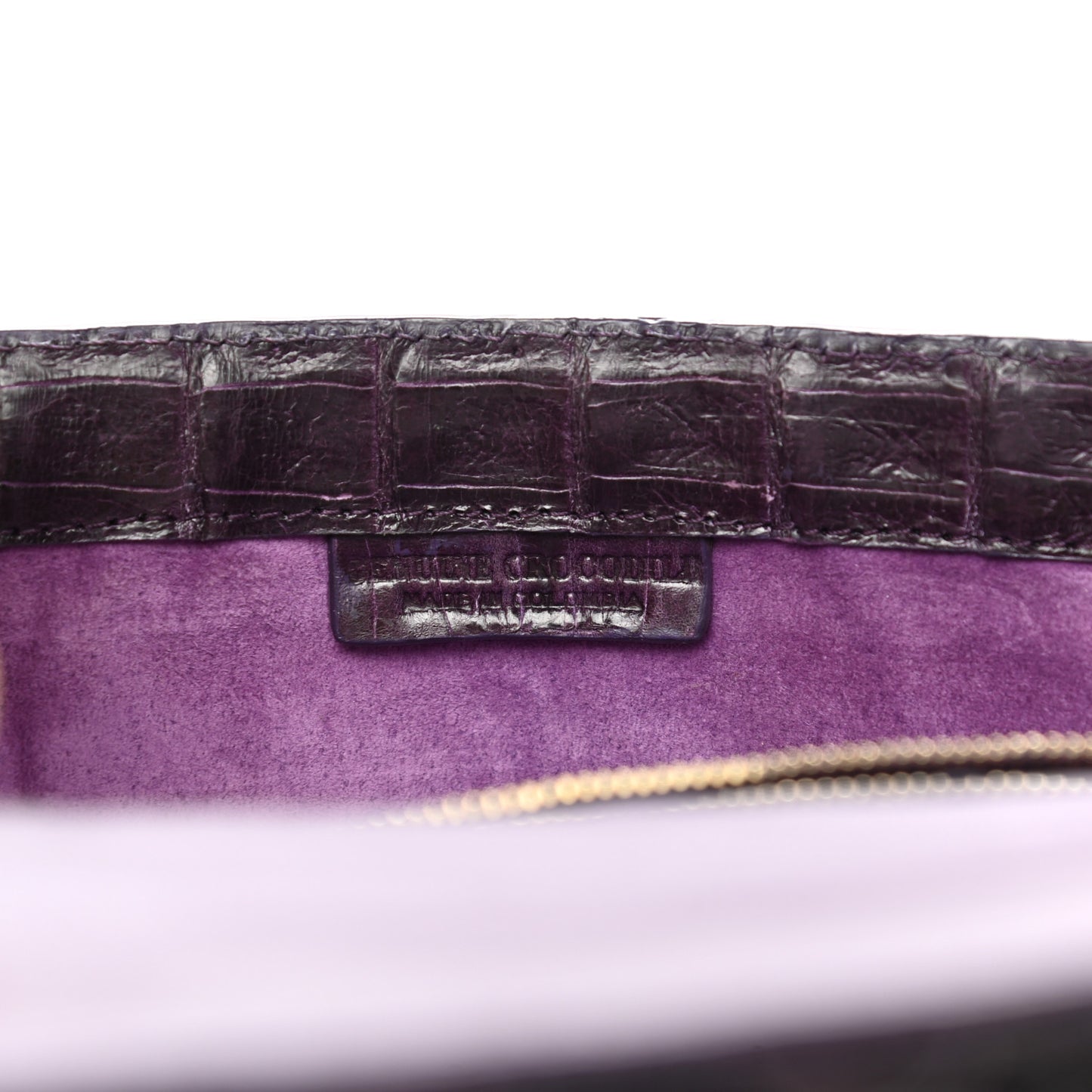 Crocodile Stud Foldover Clutch Purple
