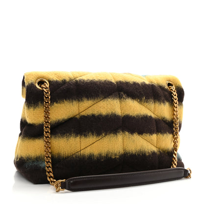 Saint Laurent Tie Dye Wool Quilted Small Loulou Puffer Monogram Chain Satchel Yellow Pacific Blue Dark Pecan 3 of 11