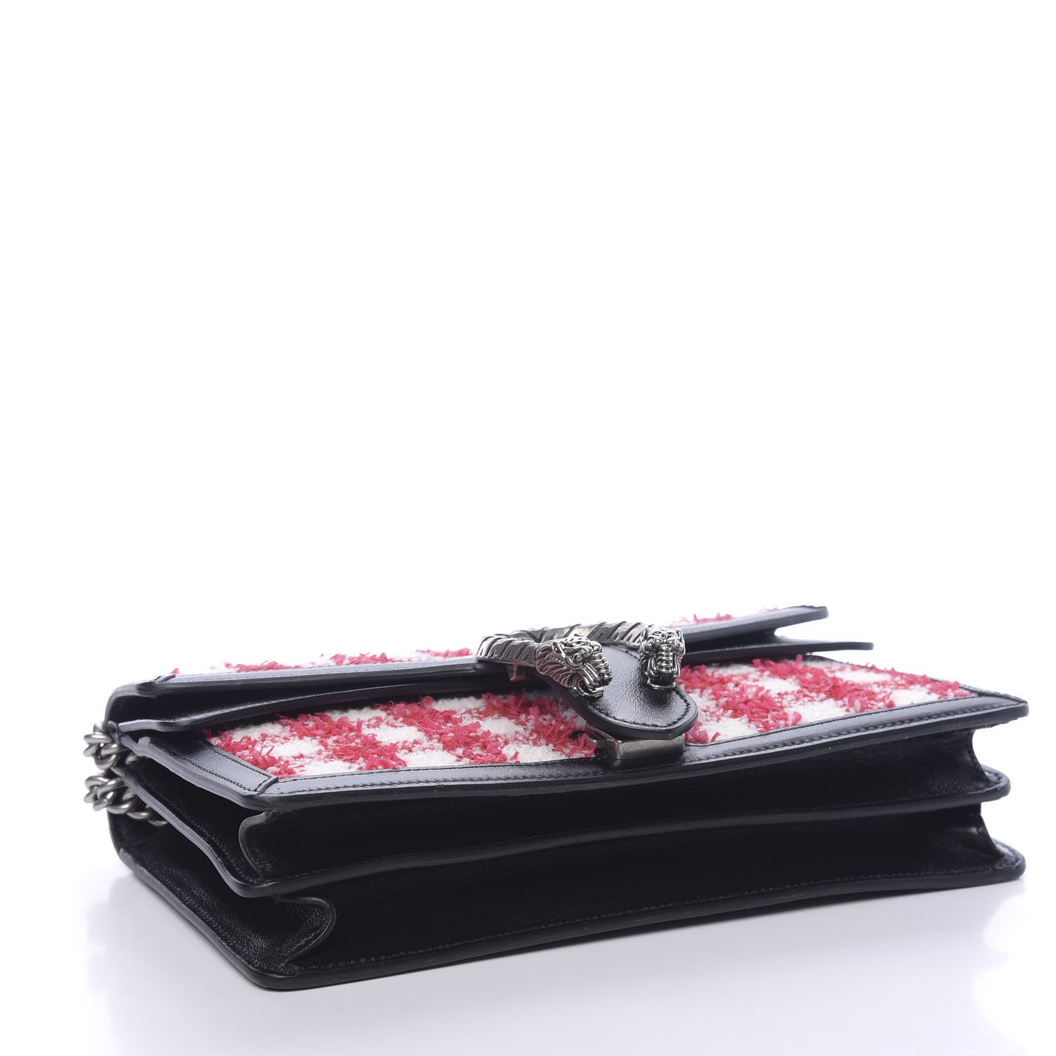Gucci Tweed Check Small Dionysus Shoulder Bag Black Red 4 of 12