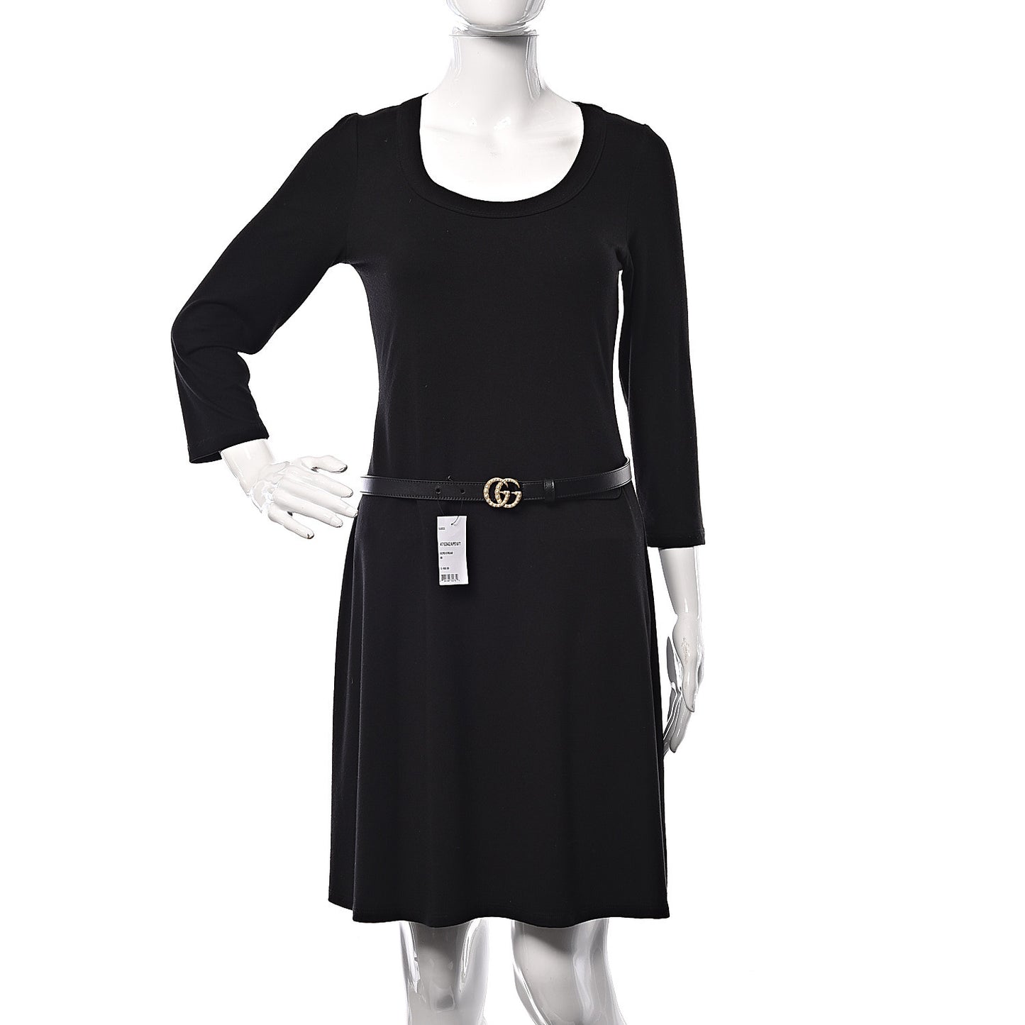 Moon Calfskin Pearl Double G 20mm Belt 80 32 Black Cream