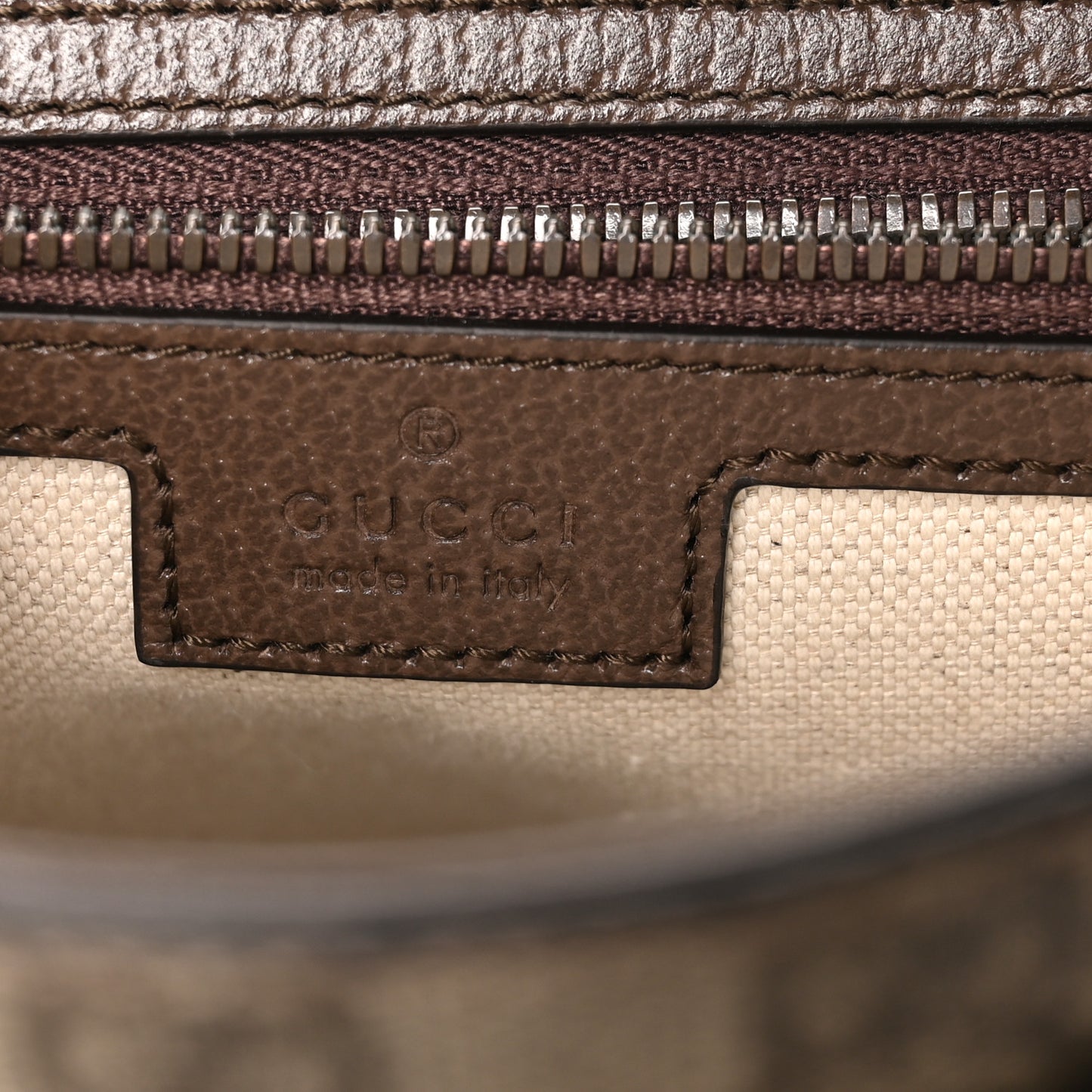 Tender GG Supreme Monogram Textured Dollar Calfskin Ophidia Messenger Bag Beige Ebony Dark Brown