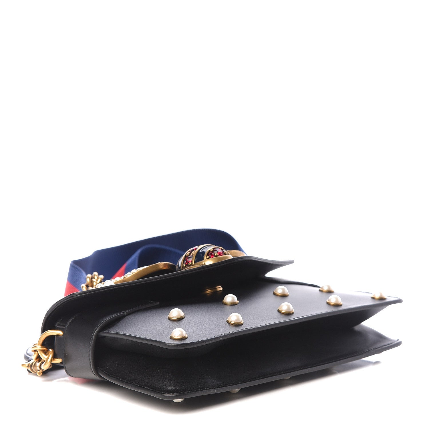 Gucci Nappa Pearl Studded Mini Queen Margaret Broadway Shoulder Bag Black 5 of 14