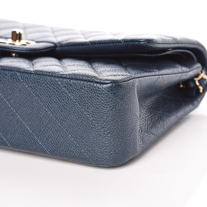 Chanel Iridescent Caviar Quilted Medium Double Flap Dark Blue 7 of 11