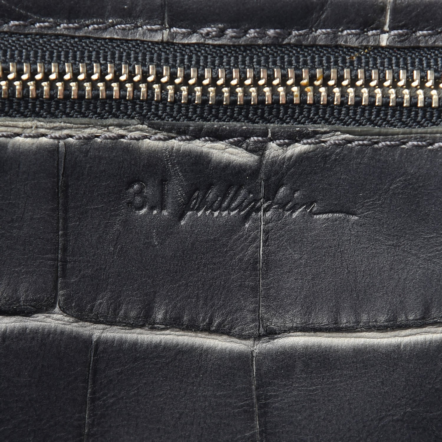 3.1 Phillip Lim Calfskin Crocodile Embossed Large Pashli Satchel Antique Grey 6 of 11