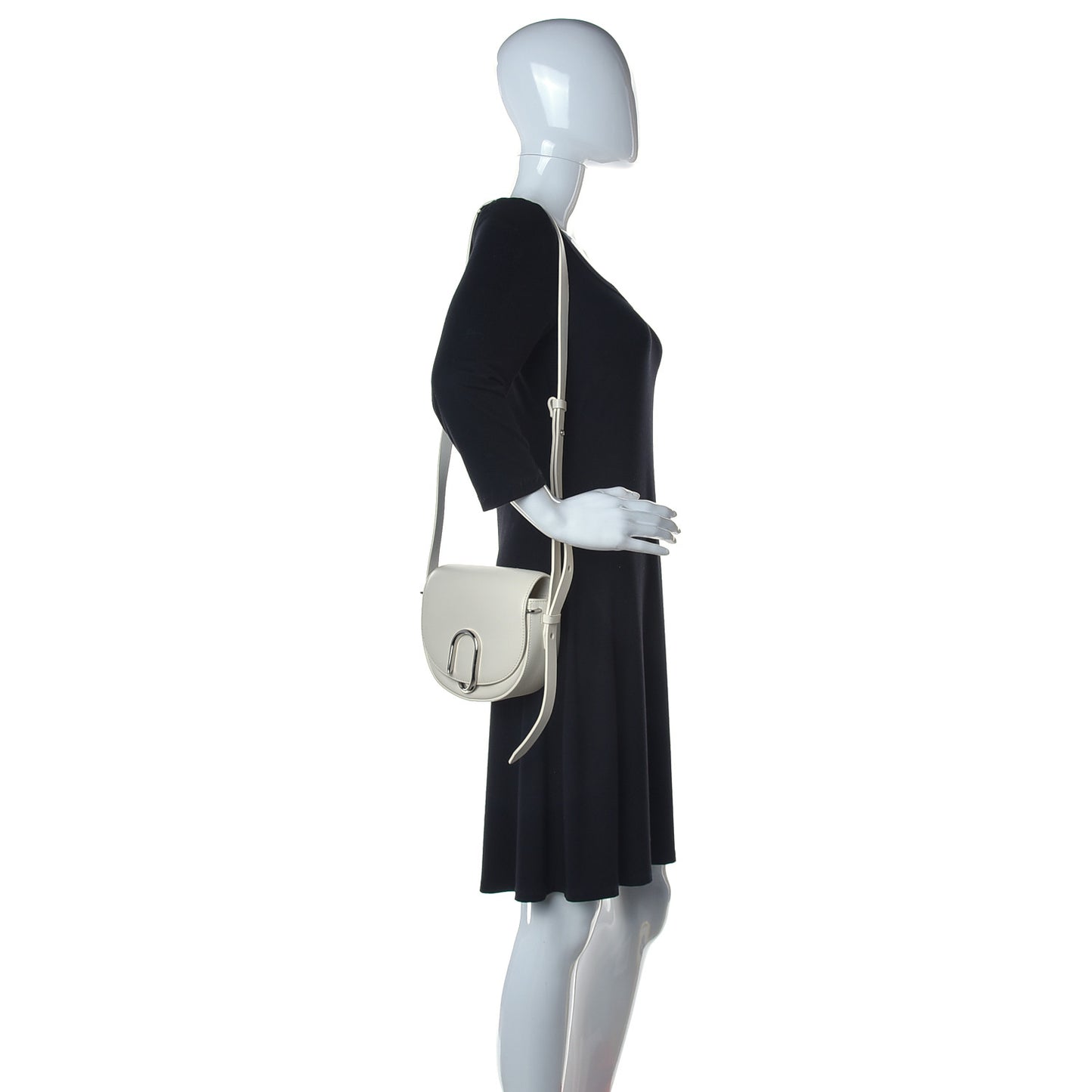 Calfskin Alix Saddle Crossbody Bag Off White