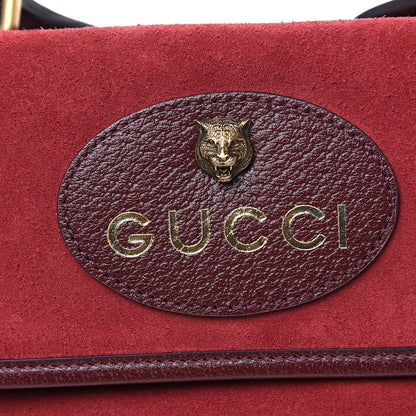 Gucci Suede Web Small Neo Vintage Double Flap Messenger Bag Romantic Cherry Chardonnay 9 of 12