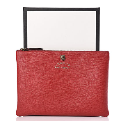 Gucci Pebbled Calfskin Animalier Tiger Zip Pouch Red 10 of 10