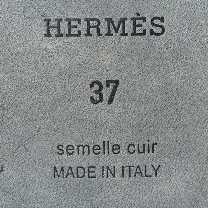 Hermes Box Calfskin Oran Sandals 37 Black 8 of 9