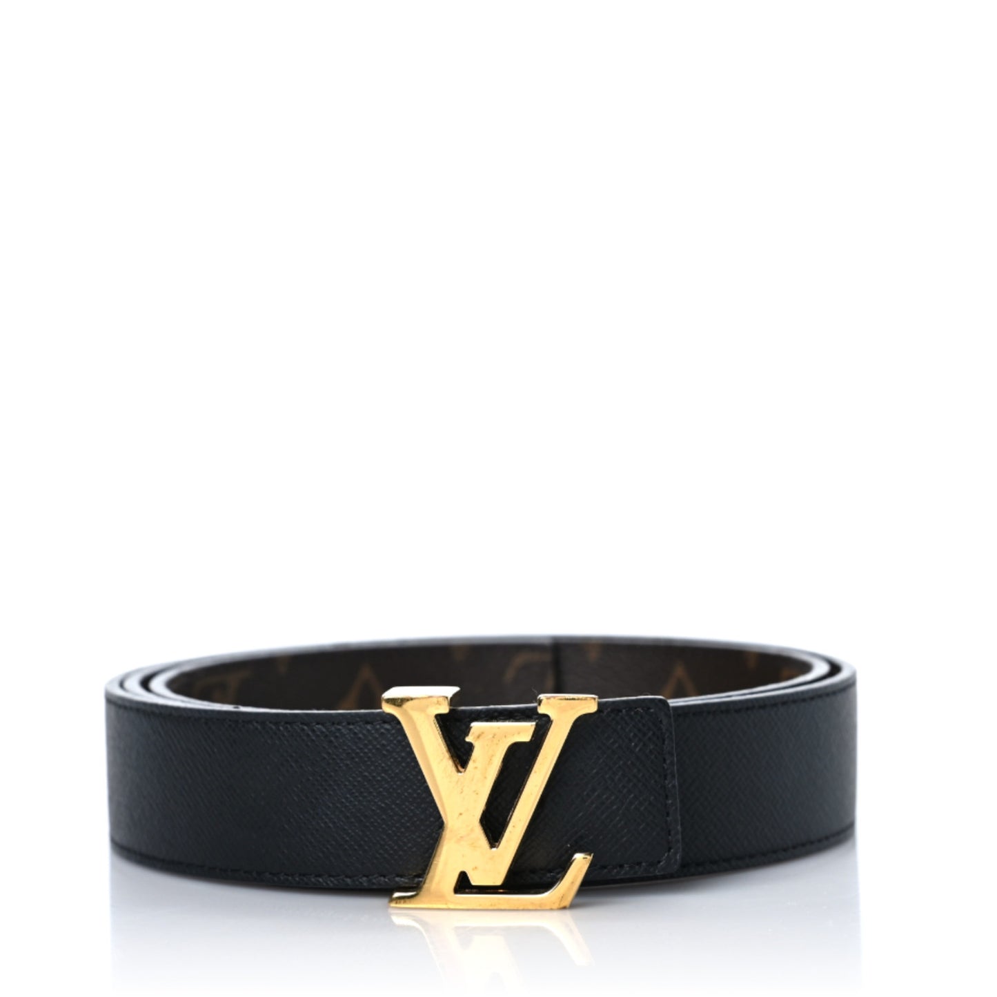 Calfskin Monogram 30mm LV Initiales Reversible Belt 90 36 Black