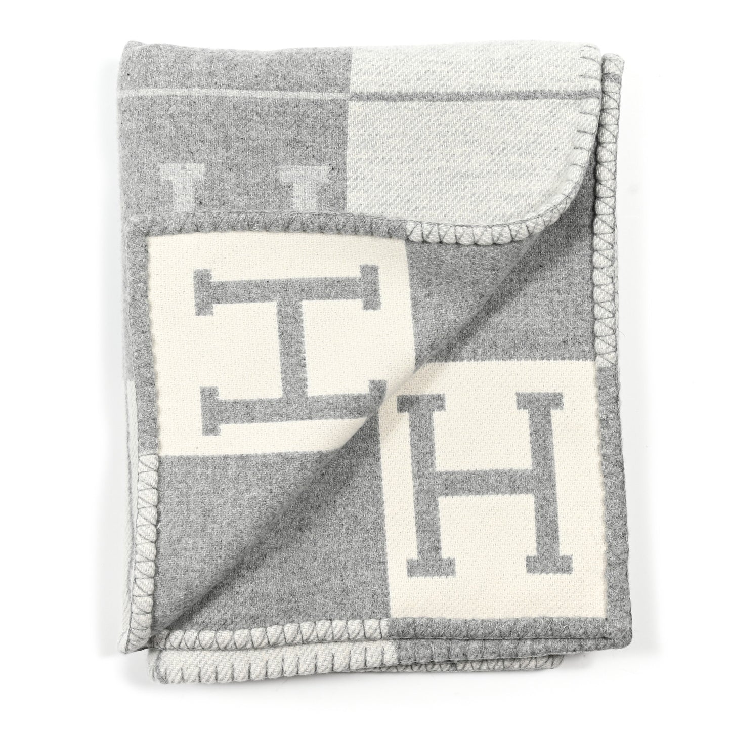 Wool Cashmere Avalon III Blanket Ecru Gris Clair