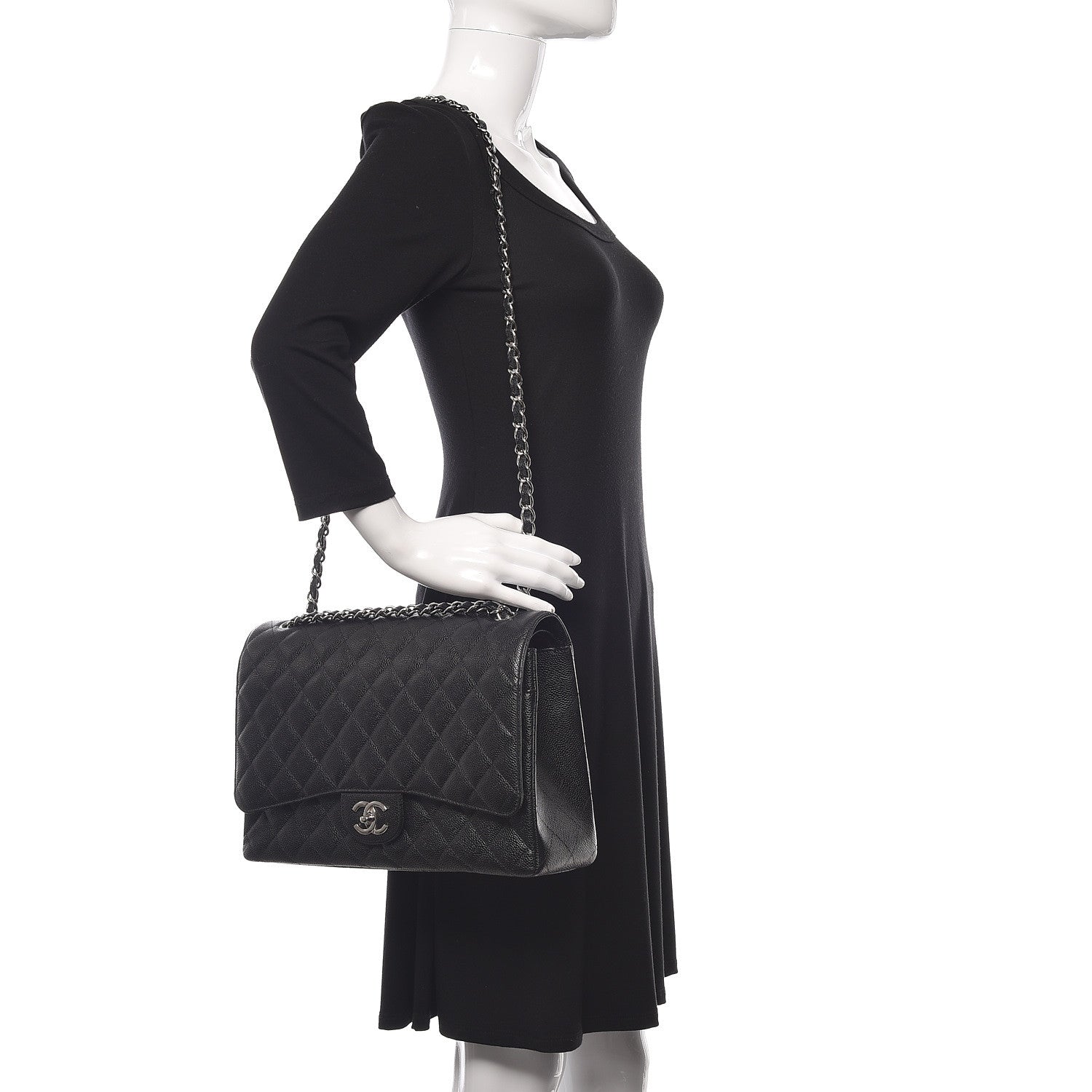 Chanel Caviar Quilted Maxi Double Flap Black 2 of 11