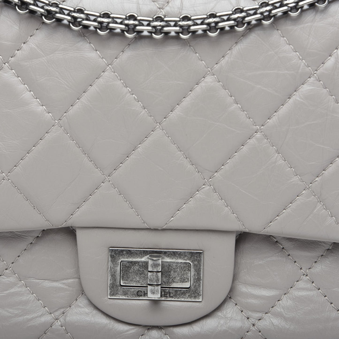 Aged Calfskin Quilted 2.55 Reissue 227 Flap Grey