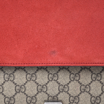 Gucci GG Supreme Monogram Suede Cudu Medium Dionysus Shoulder Bag Beige Ebony Vulcanic Red 10 of 11