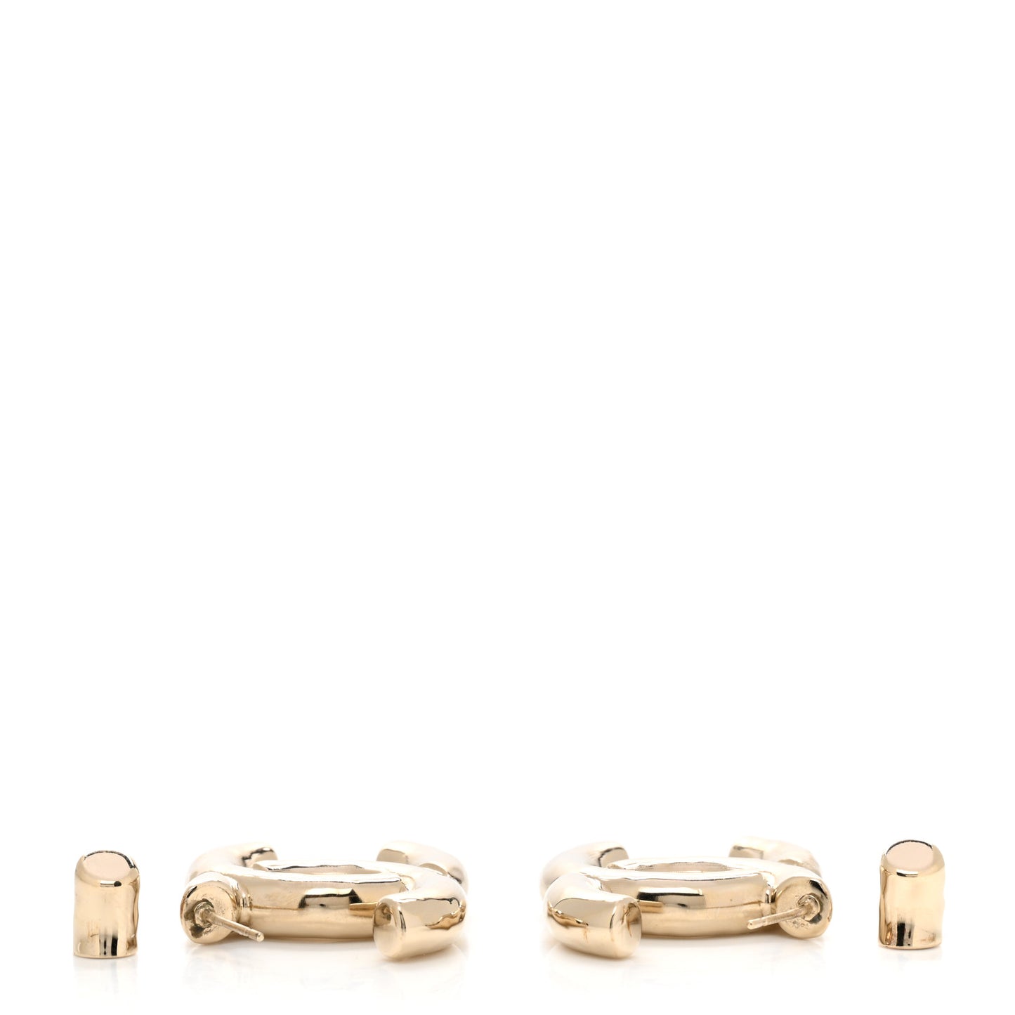 Metal Large CC Earrings Light Gold