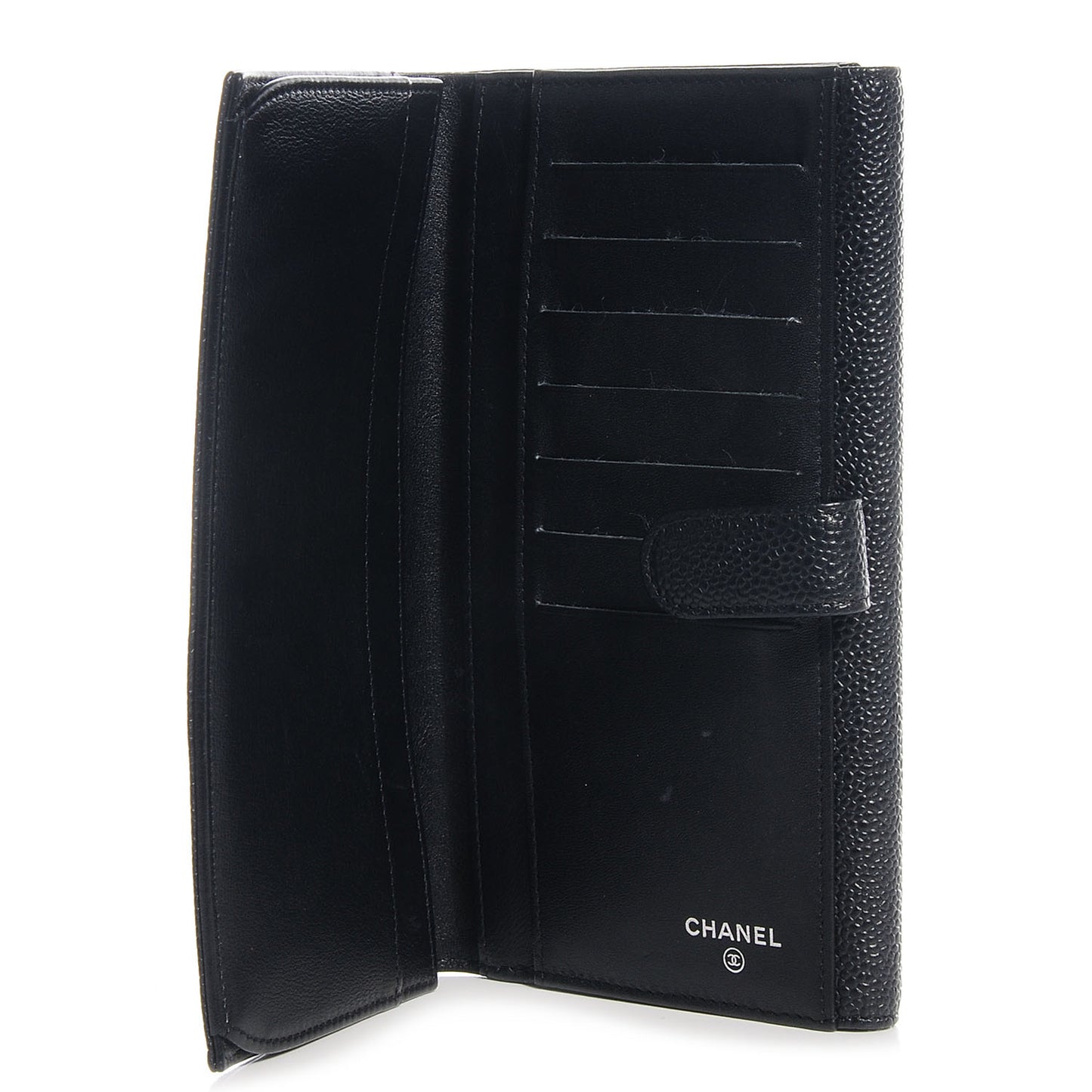 Caviar CC Long Flap French Wallet Black