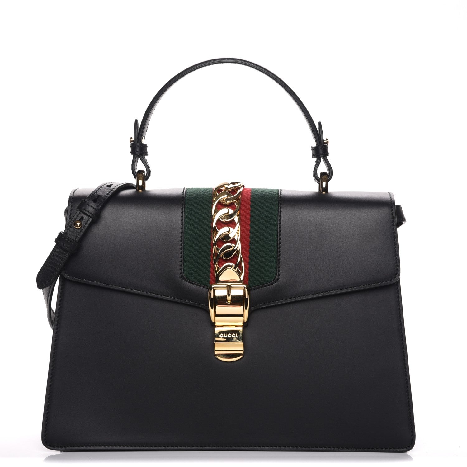 Gucci Calfskin Medium Sylvie Top Handle Bag Black 1 of 8