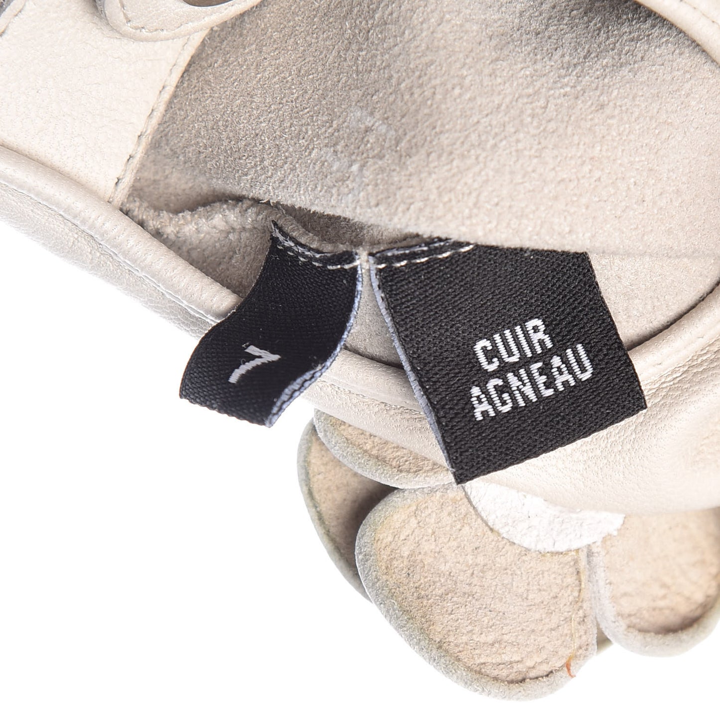 Lambskin Camellia Fingerless Gloves 7 White