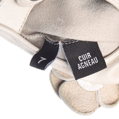 Chanel Lambskin Camellia Fingerless Gloves 7 White 7 of 8