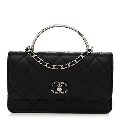 Chanel Lambskin Quilted Metal Top Handle Crossbody Flap Black 1 of 12