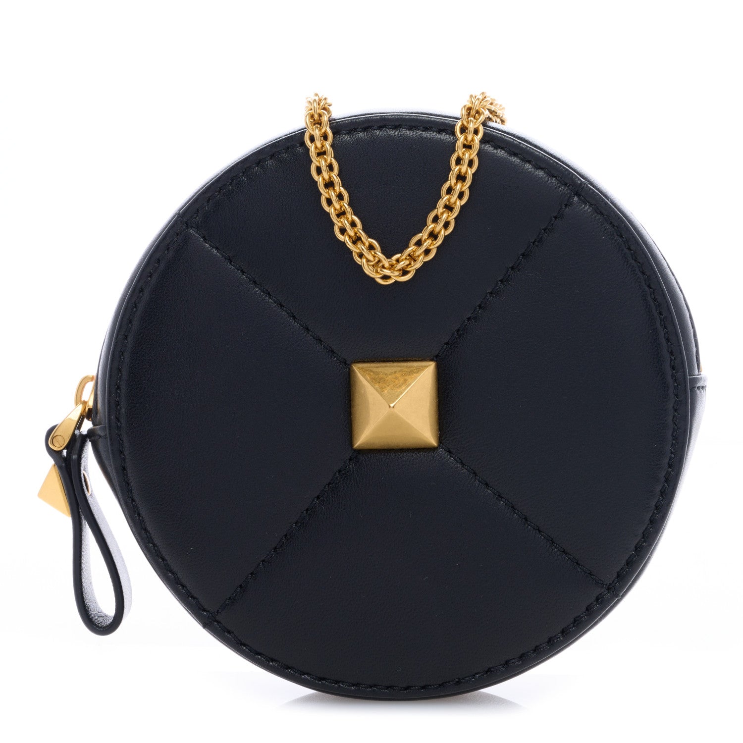 Valentino Garavani Calfskin Roman Stud Round Crossbody Bag Black 1 of 6