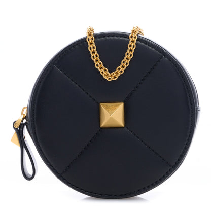 Valentino Garavani Calfskin Roman Stud Round Crossbody Bag Black 1 of 6