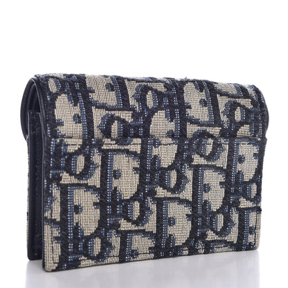 Christian Dior Oblique Saddle Card Holder Blue 3 of 7