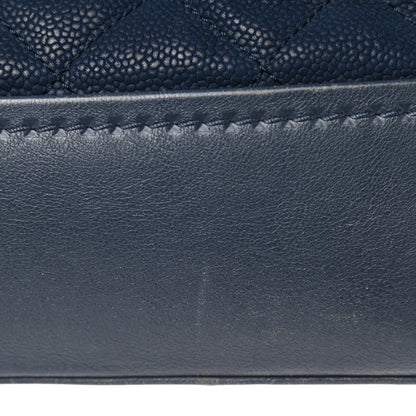 Chanel Iridescent Caviar Quilted Globe Trotter Shopping Tote Navy Blue 21 of 25