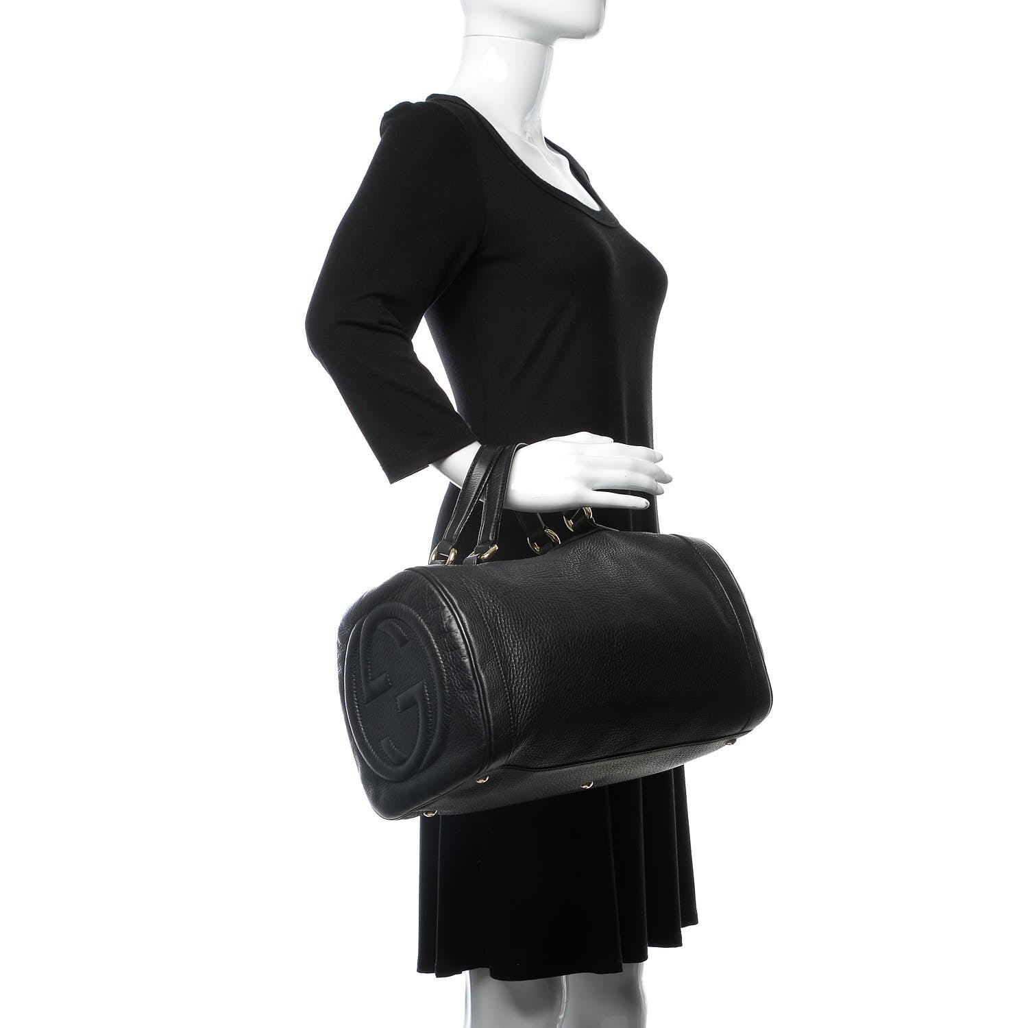Gucci Pebbled Calfskin Medium Soho Boston Black 2 of 14