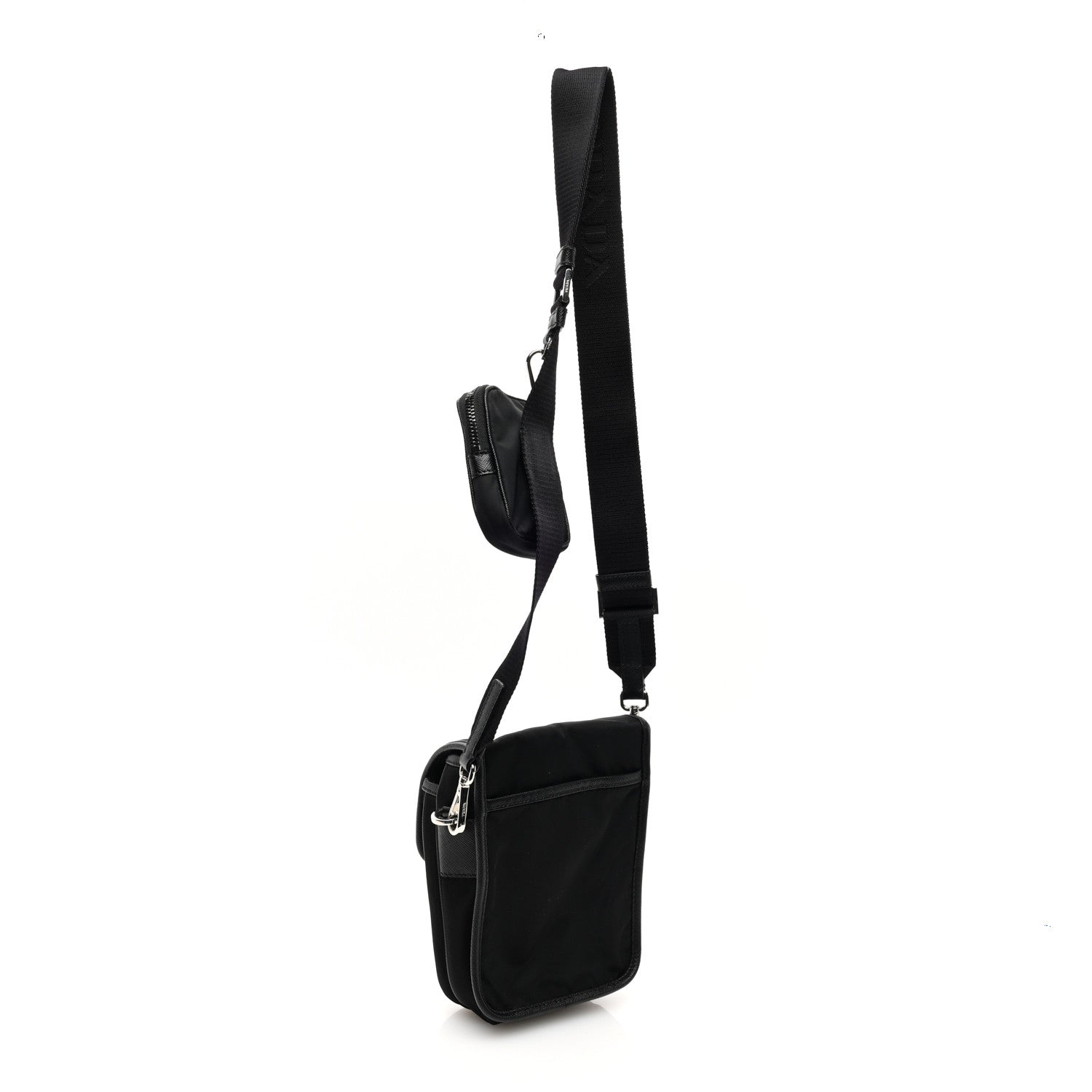 Prada Re-Nylon Saffiano Mini Pocket Single Snap Buckle Messenger Bag Black 3 of 10