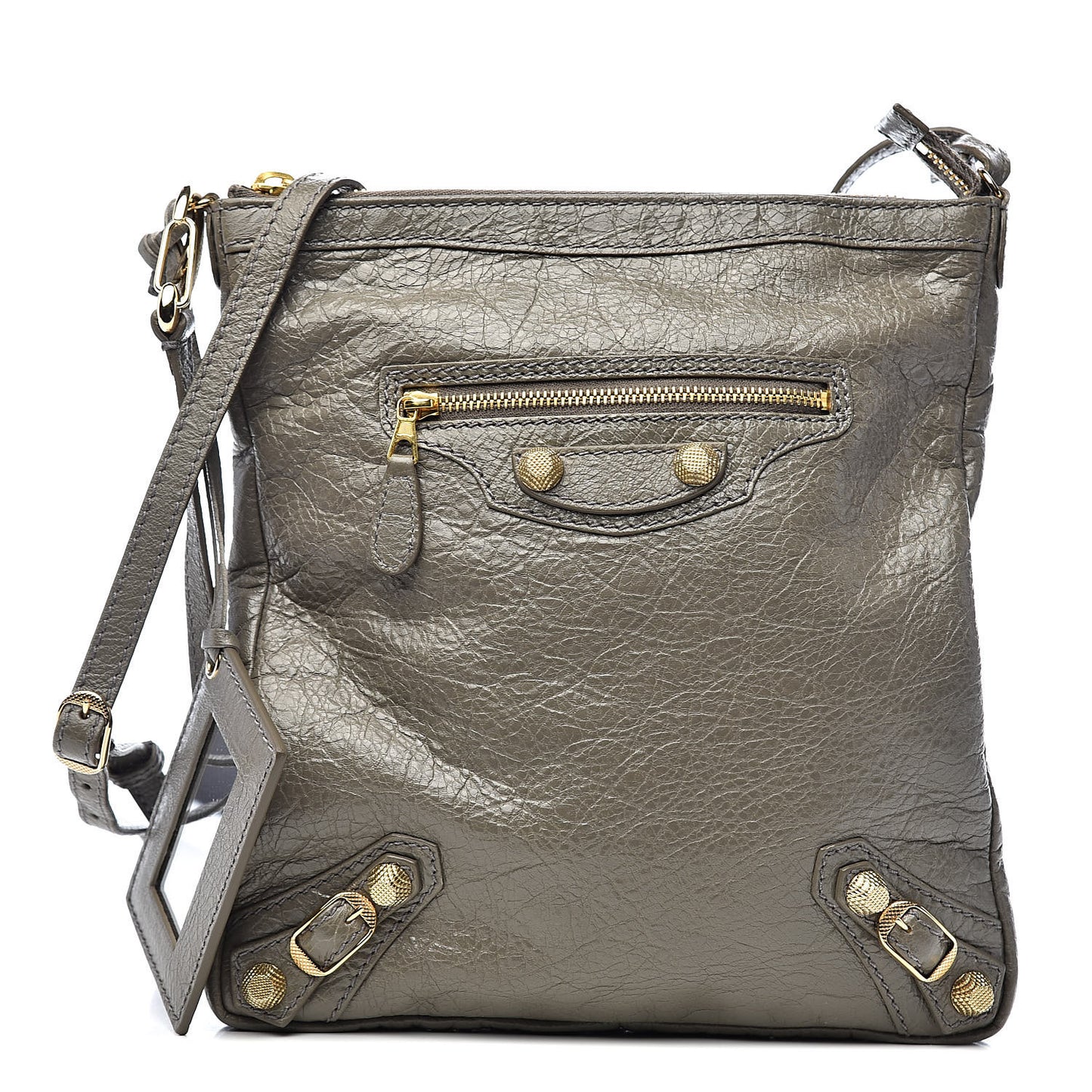 Agneau Giant 12 Gold Hardware Flat Crossbody Beige Liege