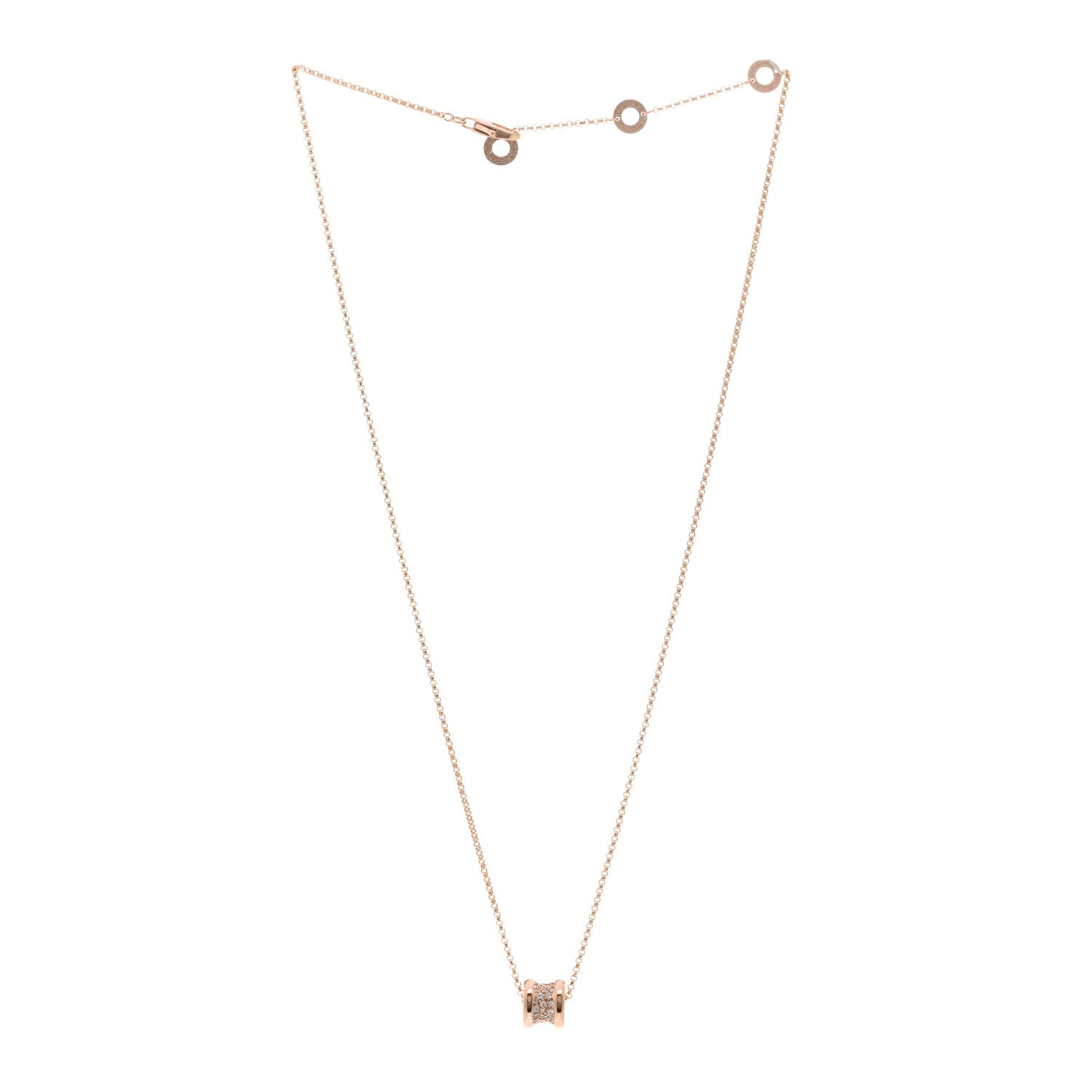 Bulgari 18K Rose Gold Diamond Small B.Zero1 Pave Pendant Necklace 3 of 4