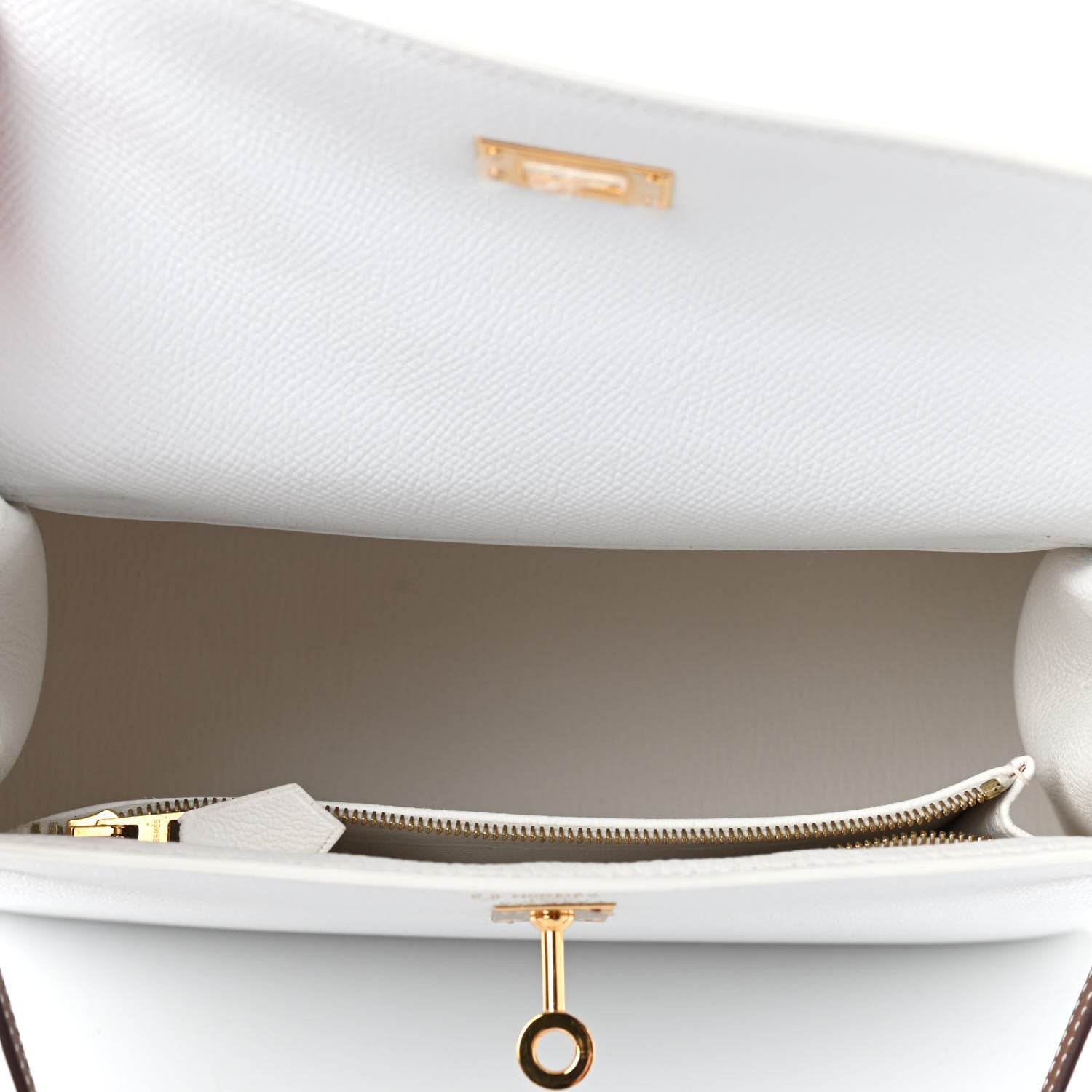 Hermes Epsom Bi-Color Horseshoe Kelly Sellier 25 White Miel 5 of 9