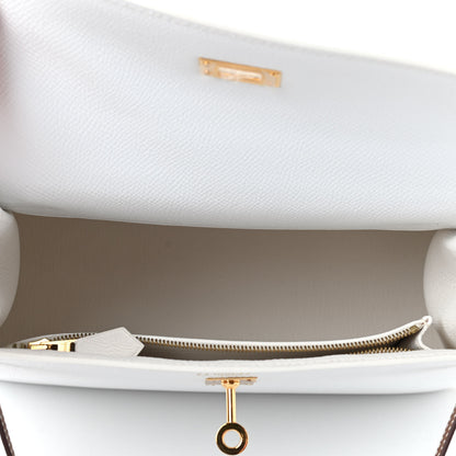 Hermes Epsom Bi-Color Horseshoe Kelly Sellier 25 White Miel 5 of 9