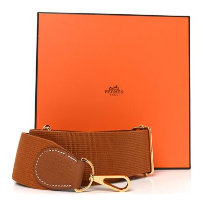 Hermes Toile Taurillon Clemence Shoulder Strap Gold 4 of 4