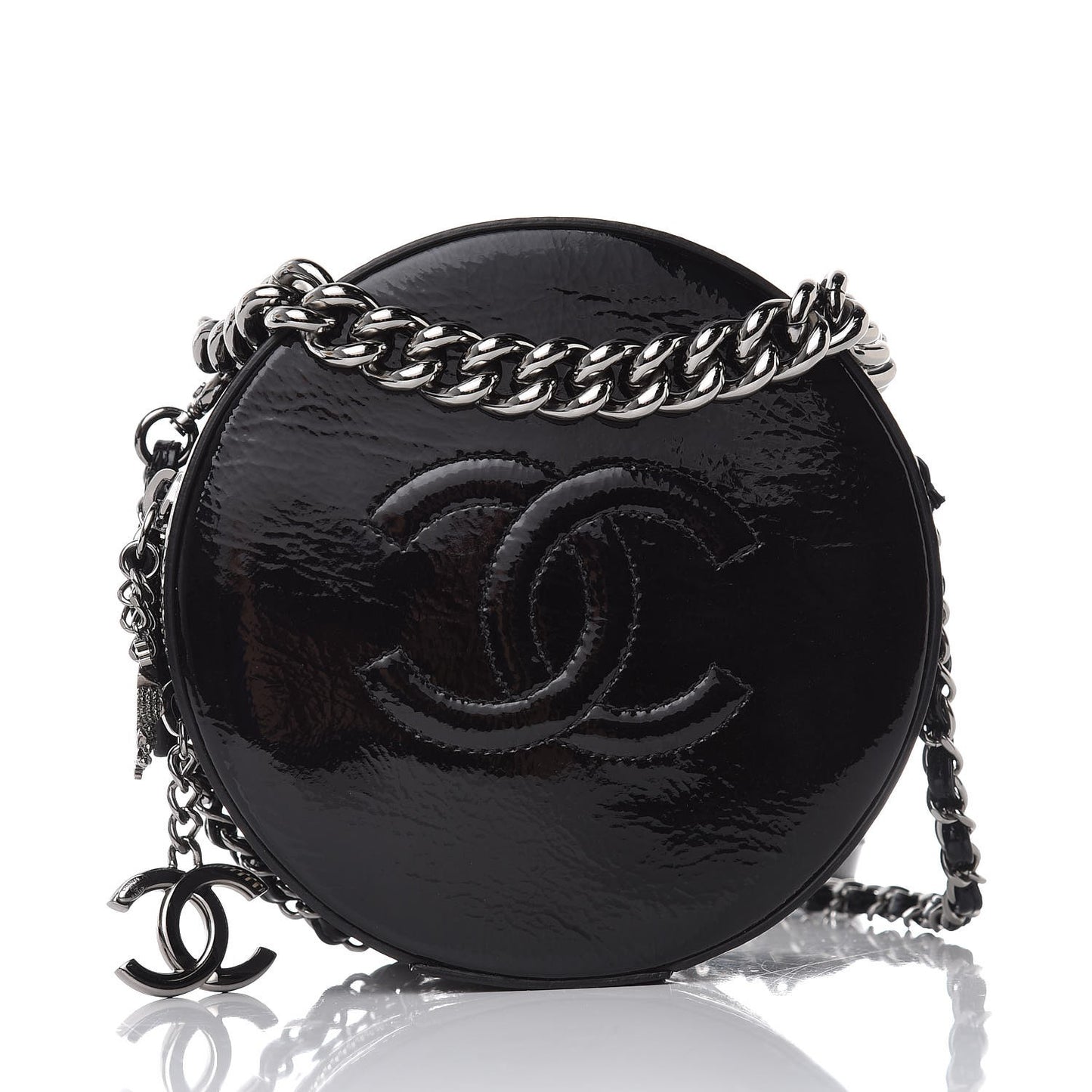Patent Round As Earth Evening Bag Black