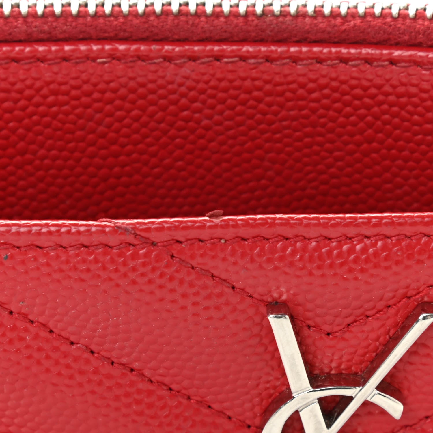 Saint Laurent Grain De Poudre Chevron Monogram Bill Pouch Bandana Red 12 of 13