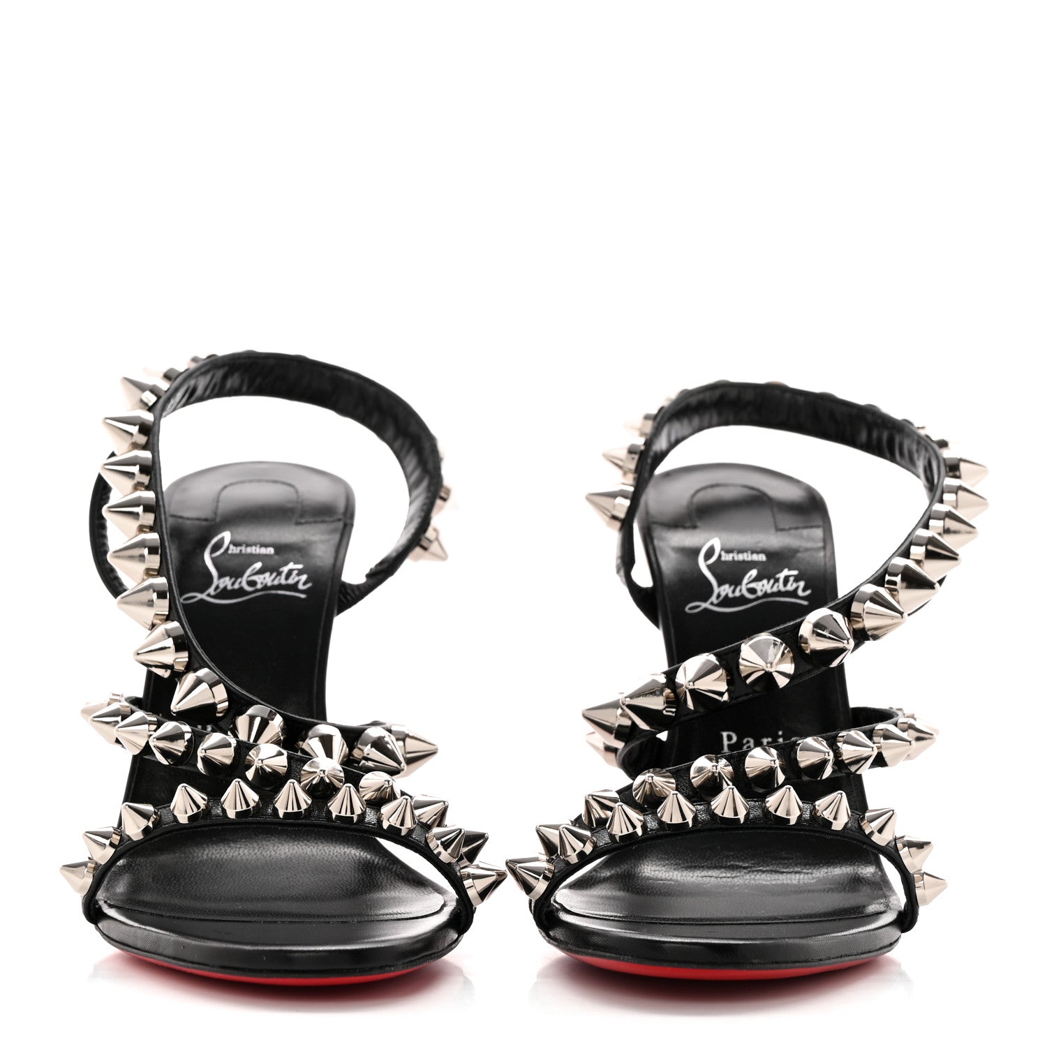 Christian Louboutin Calfskin Spikita Slingback 100 Stiletto Pumps 38.5 Black Silver 2 of 8