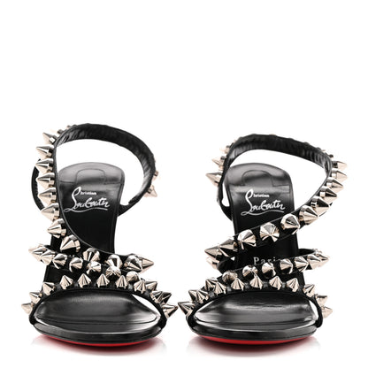 Christian Louboutin Calfskin Spikita Slingback 100 Stiletto Pumps 38.5 Black Silver 2 of 8