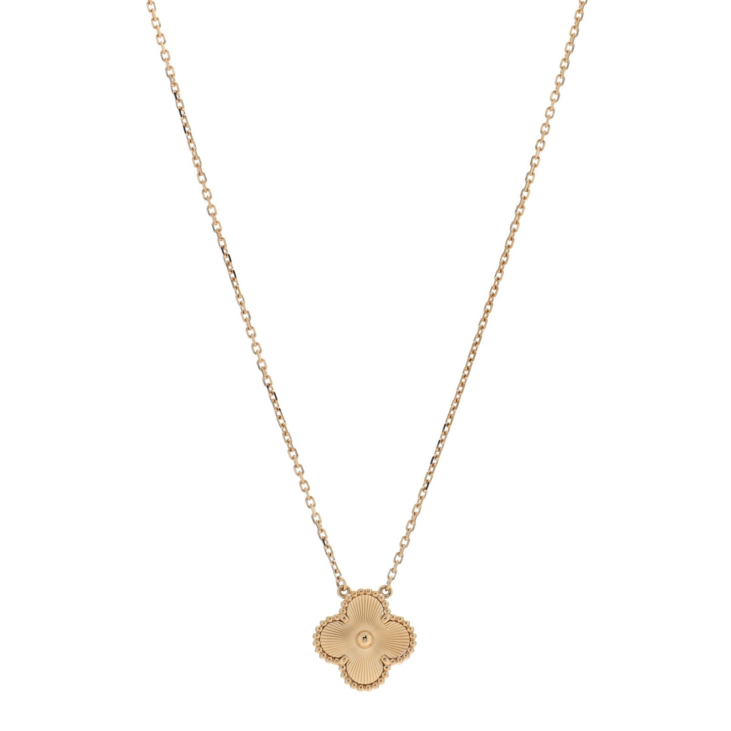 18K Yellow Gold Guilloché Vintage Alhambra Pendant Necklace