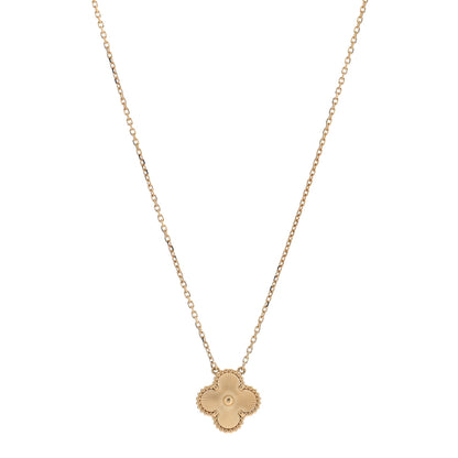 Van Cleef & Arpels 18K Yellow Gold Guilloché Vintage Alhambra Pendant Necklace 1 of 5
