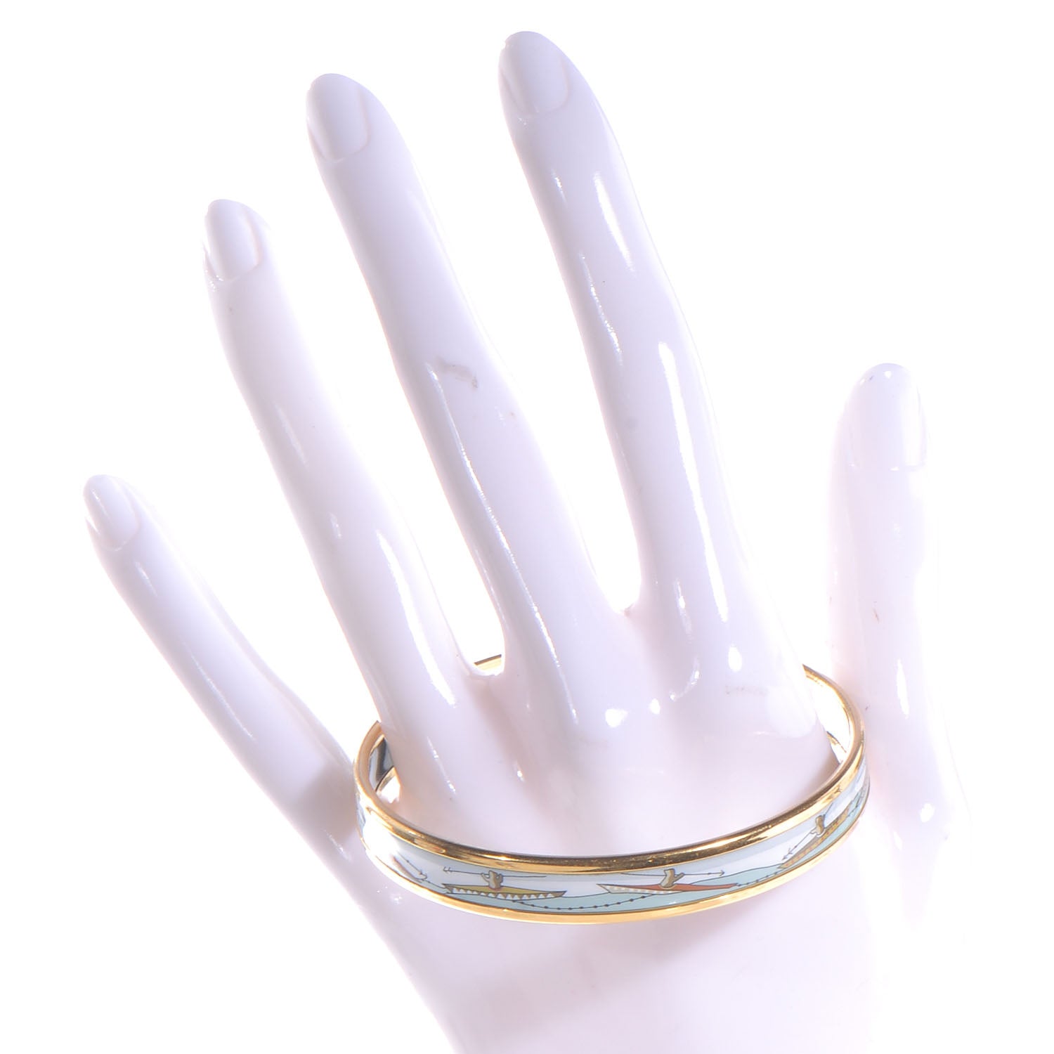 Hermes Enamel Printed Narrow Canoe Bracelet 65 2 of 5