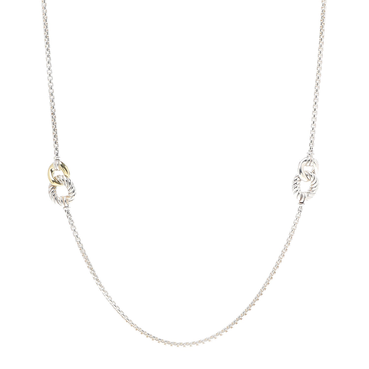 David Yurman Sterling Silver 18K Yellow Gold Belmont Station Necklace 1 of 6
