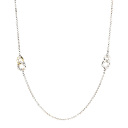 David Yurman Sterling Silver 18K Yellow Gold Belmont Station Necklace 1 of 6