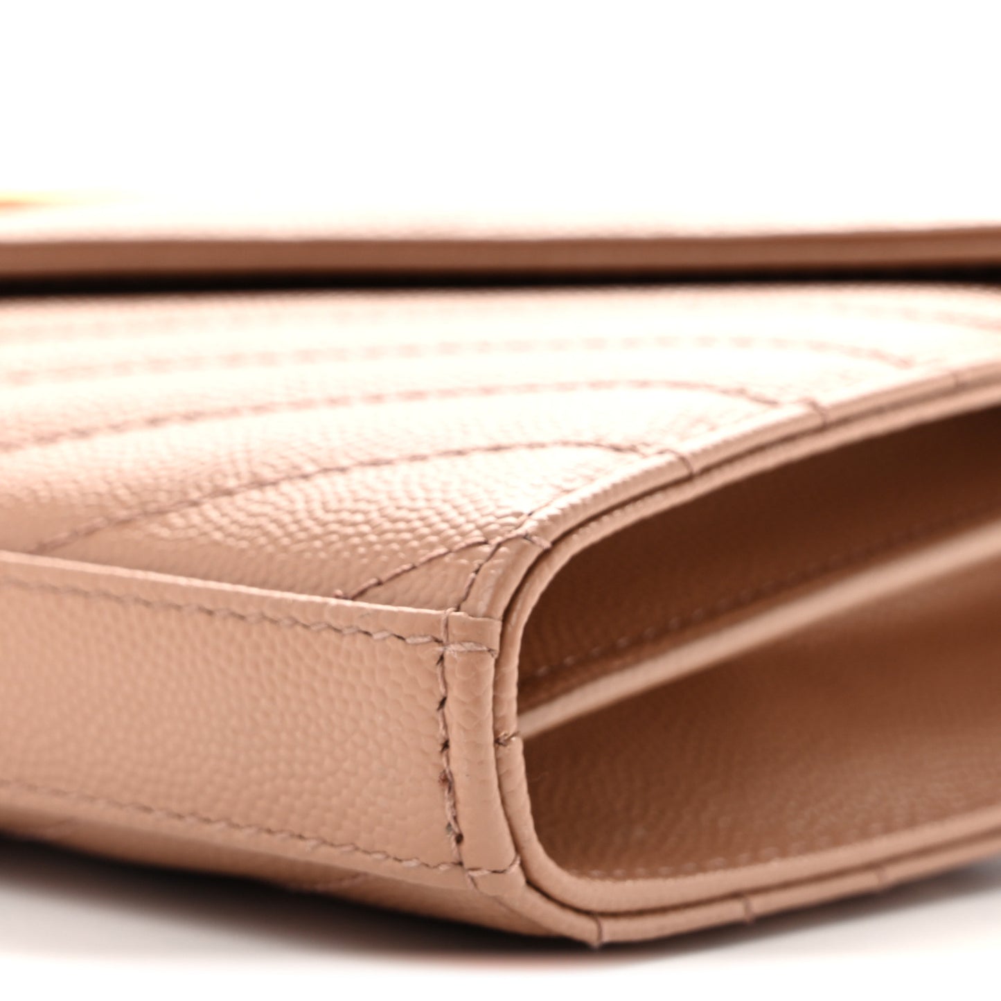 Grain De Poudre Matelasse Chevron Monogram Chain Wallet Vintage Peach