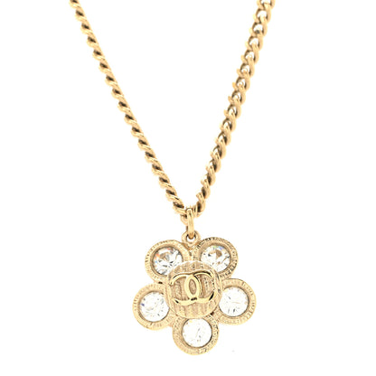 Chanel Crystal CC Flower Pendant Necklace Gold 4 of 6