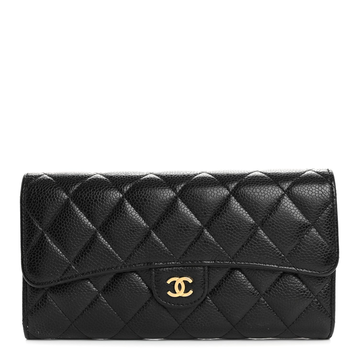 Chanel Caviar Quilted Large Gusset Flap Wallet Black 1 of 14